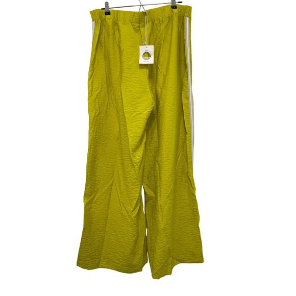 Anthropologie Daily Practice Yellow Stripe Side Pull On Wide Leg Pants Sz Large - Picture 7 of 8